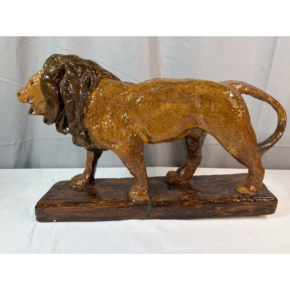 Vtg Antoine Louis Barye Walking Lion Sculpture, Walters Art Gallery Label Heavy